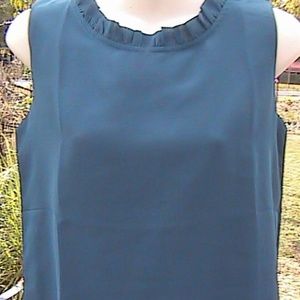 Deep Blue Sleeveless Chiffon Blouse Size: 4 (S)